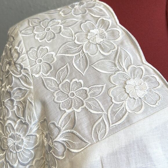 Vintage Donna Vinci women’s embroidered fully lined linen midi dress size 12 - Picture 5 of 11